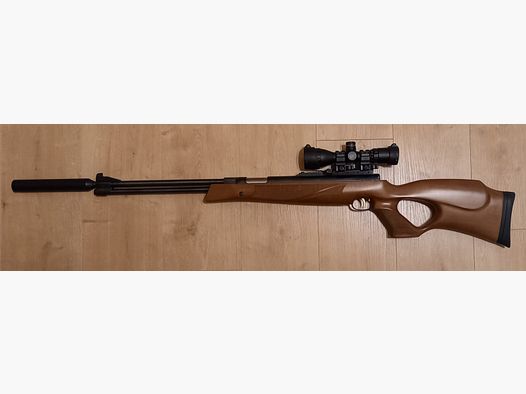 Luftgewehr Weihrauch HW 77 KT Kal. 4,5mm mit Lochschaft, Schalldämpfer und Optik
