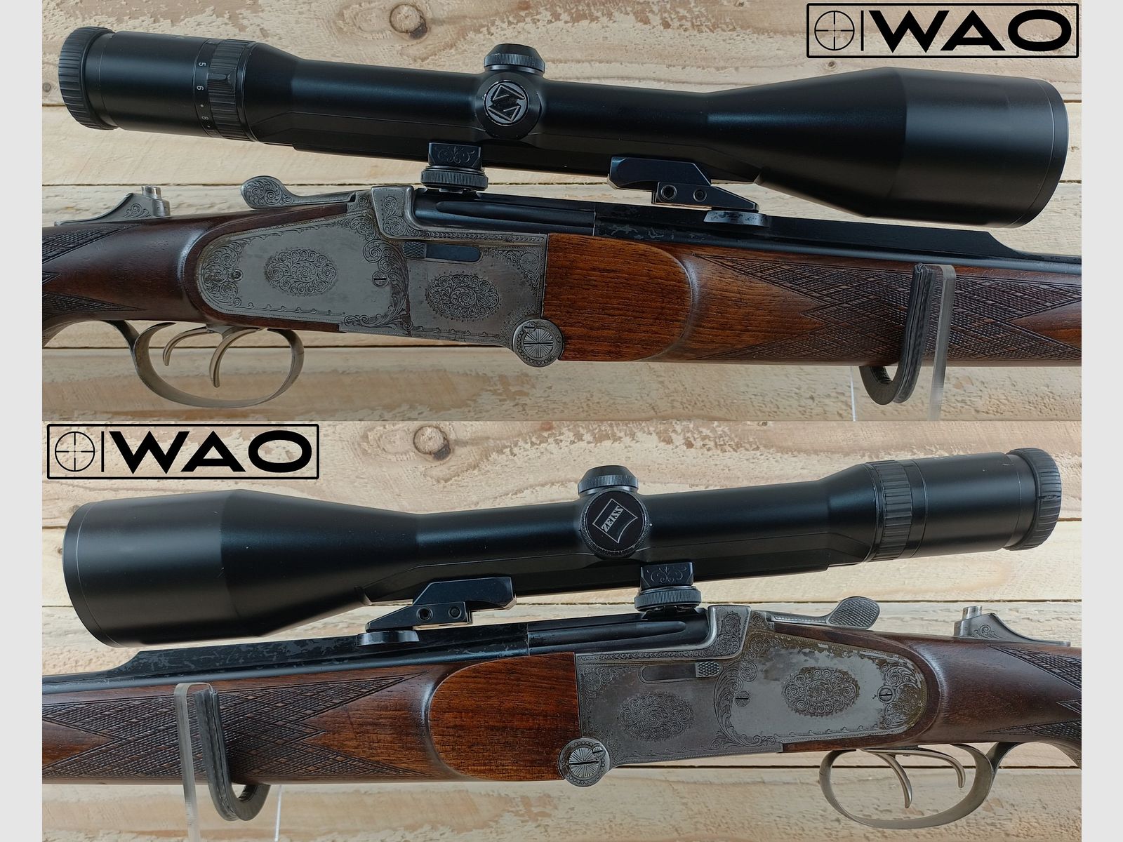 Double express rifle Otto Baier Linden, cal. 9.3x74R, .243Win *Rareté - avec Zeiss Diavari*, image 2 sur 8