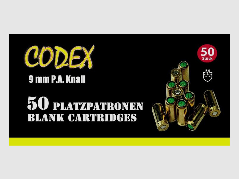 Codex Pyro Schreckschuss Silvester CODEX Platzpatronen 9mm PA Knall