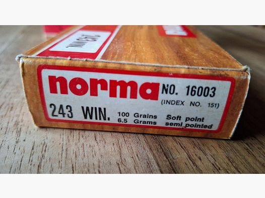 .243 Win - 36 cartouches Norma Soft point 100 grains