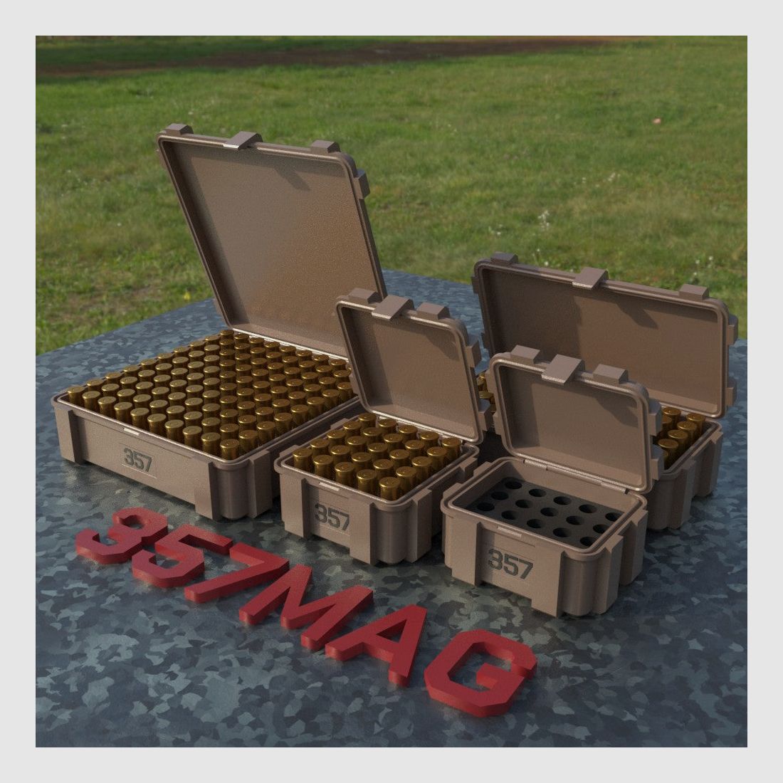 Filamelt Munitionsbox / .357 Magnum / ‘Klappdeckel’ / Patronenbox, Ammo Box