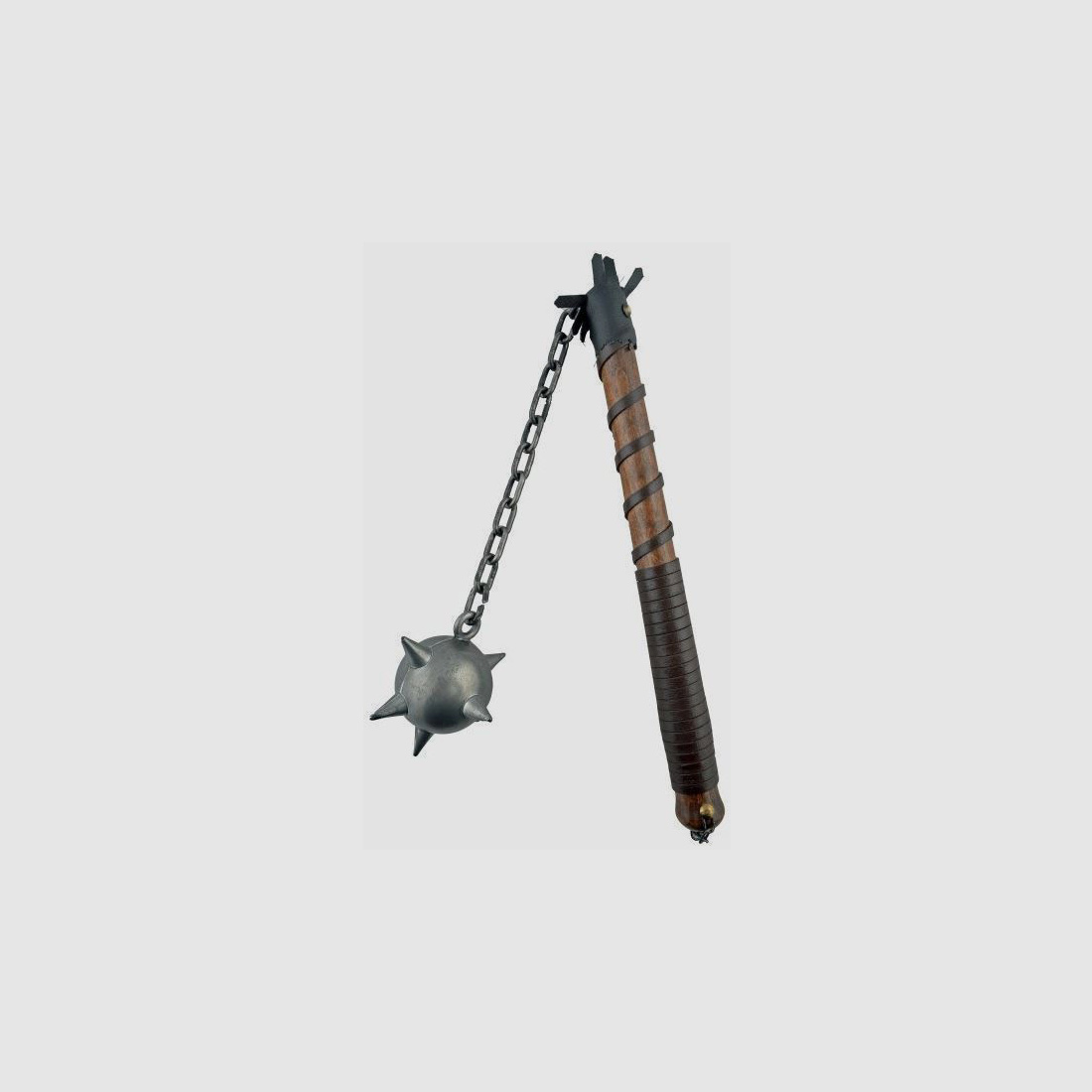 Morning star with metal ball and wooden handle