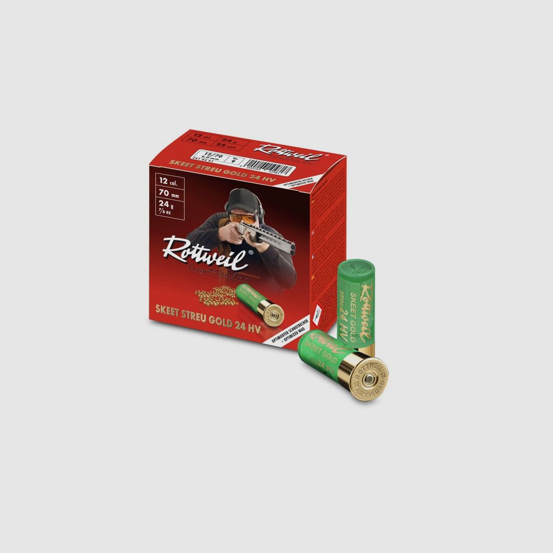 Rottweil Skeet Streu Gold HV Sportschrot .12/70 24G #9 (2,0mm) 25 Patronen