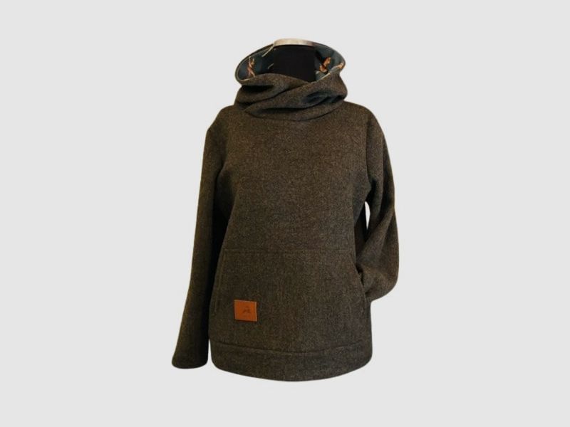 Loden Kapuzen Pullover Rinde