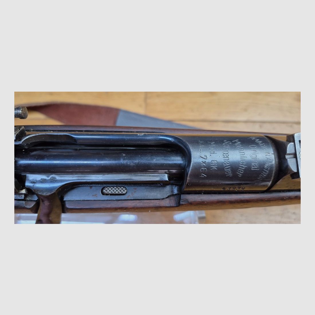 Bella carabina Steyr Mannlicher Schönauer — Modello « GK » — Cal. 7×64 — Arma collaudata nel 1964 — Grilletto tedesco — Bellissimo legno — Eccellente meccanica — Bel canna — Base di montaggio in acciaio — Ottime condizioni generali — BE+/TBE, immagine 29 di 43