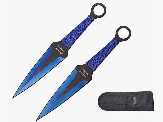 Kunai 2er Set Wurfmesser blau