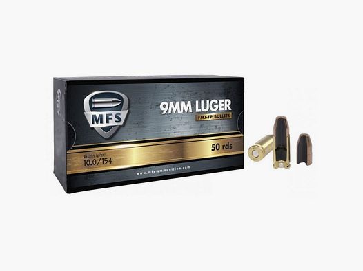 Munitions MFS Kal. 9×19 FMJ Flachkopf 154gr Subsonic – Box mit 50
