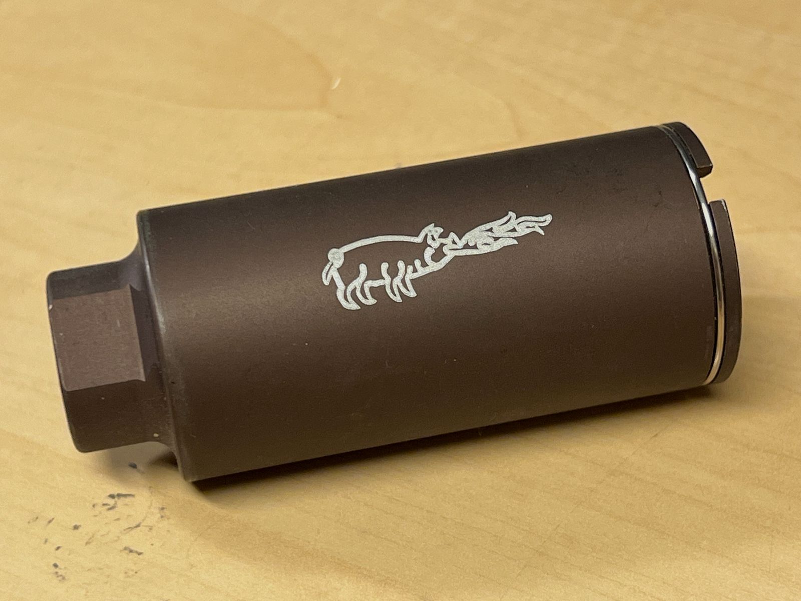 Freno de boca Noveske KFH para Airsoft con rosca negativa M14 versión de metal bronce