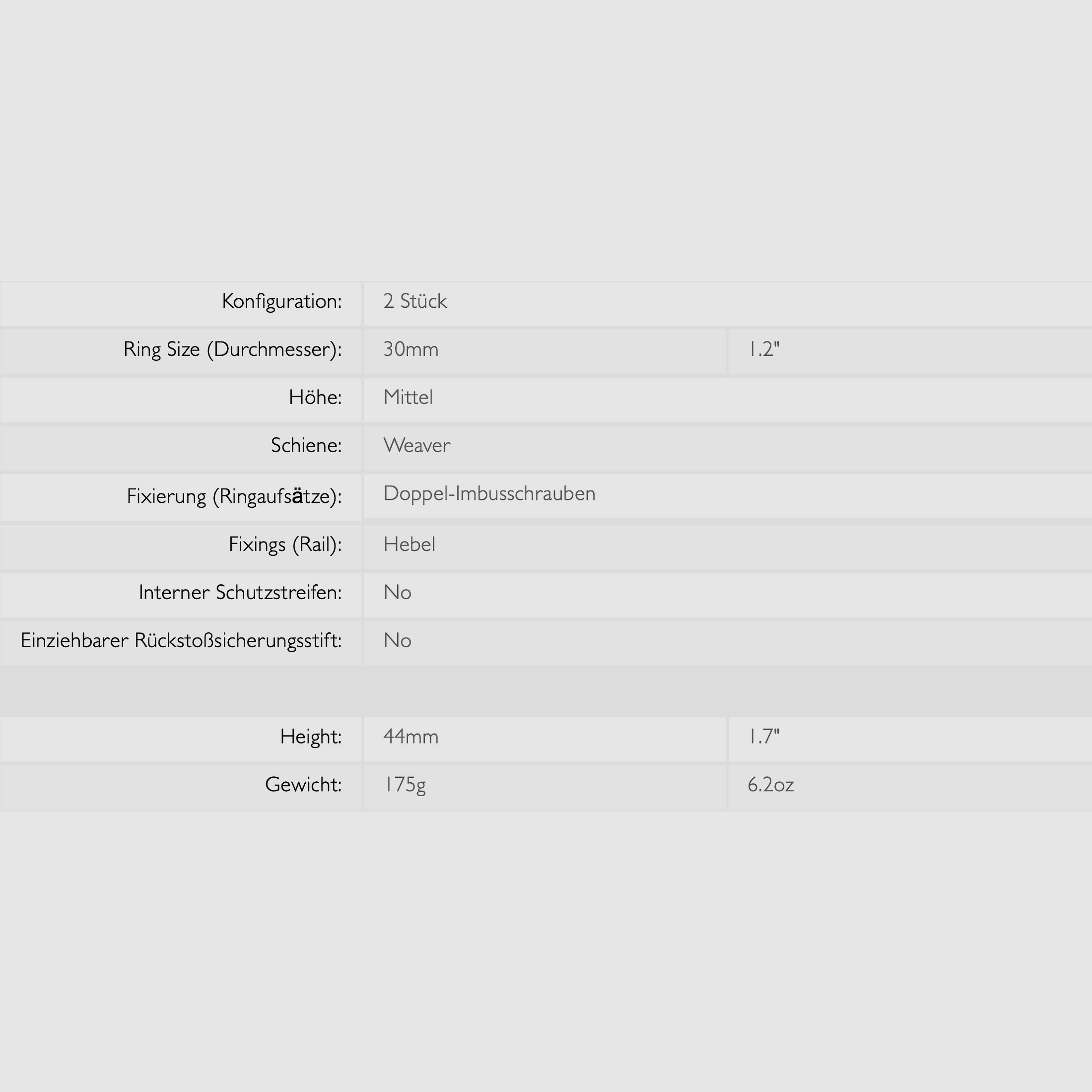 HAWKE 23016 30mm Stahl Ringmontagen Mittel für Weaver Schiene Schnellspannhebel