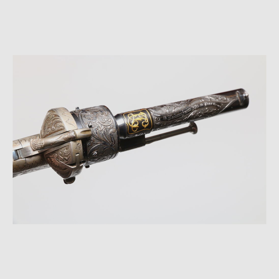 Lefaucheux Revolver Rarität mit passender Schatulle Vollgravur Stiftfeuer