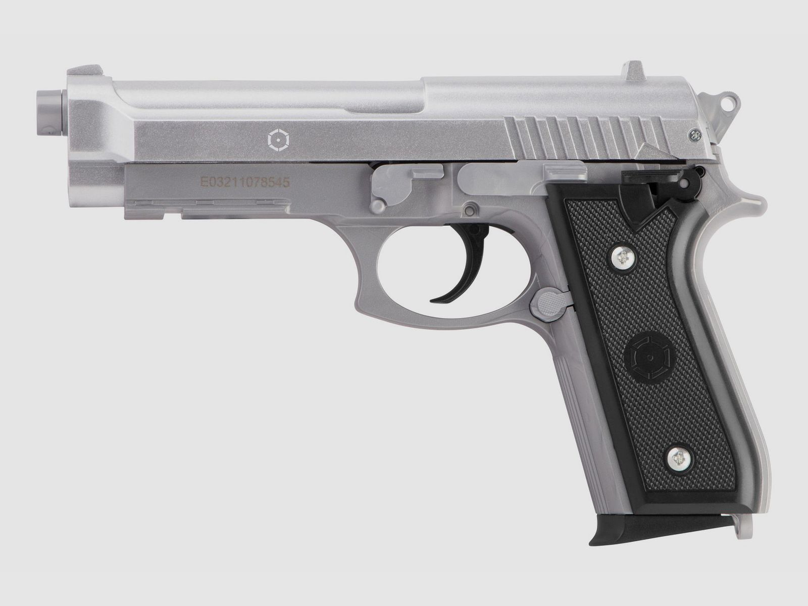 Cybergun PT92 H.P.A. Zilver, < 0,5 J, Veerdruk