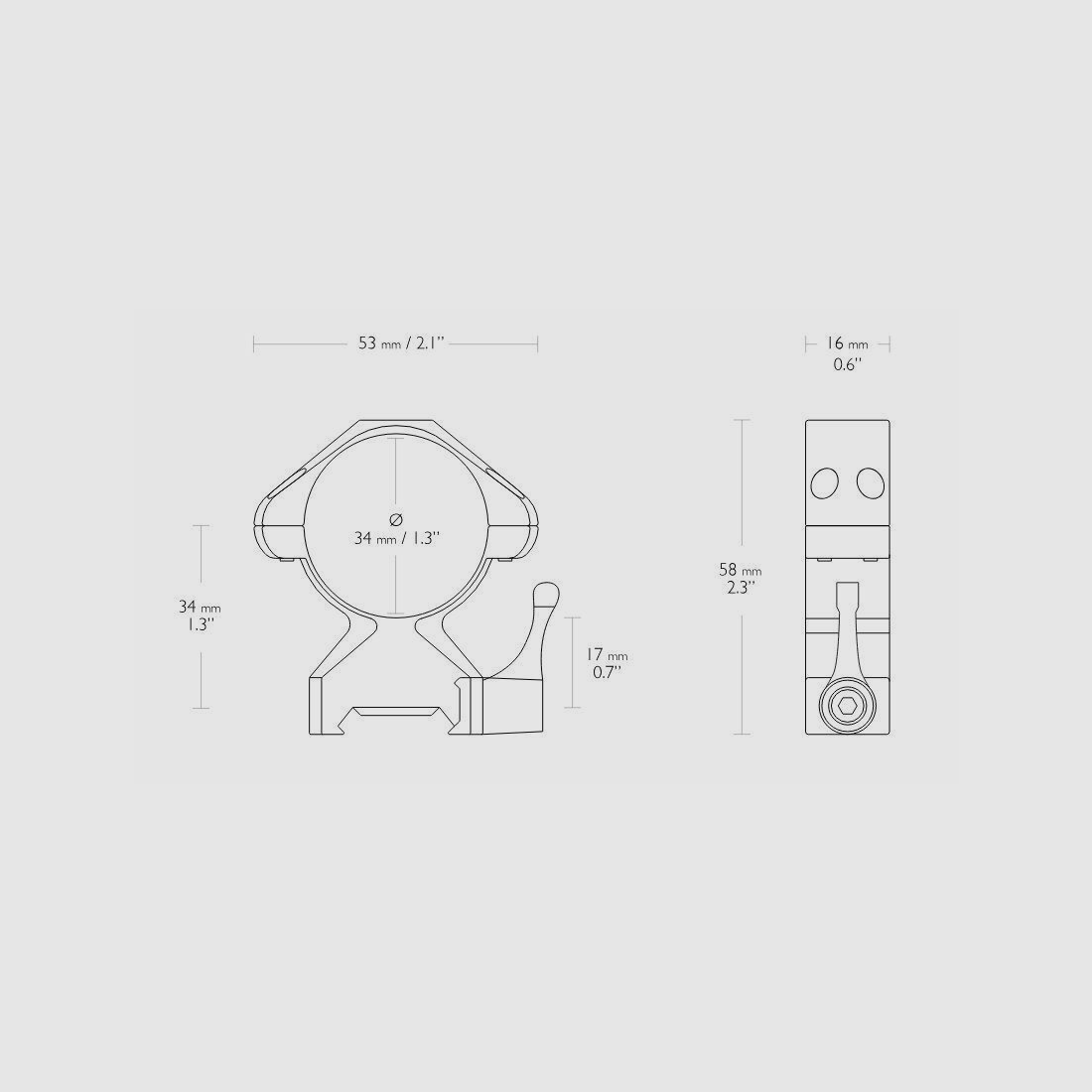 HAWKE 23031 2 Stück Ringmontagen 34 mm Precision Steel Weaver Mittel Lever