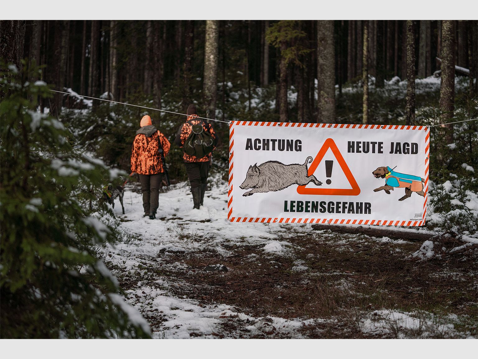 Seissiger Waarschuwingsbanner Drijfjacht PVC 2m x 1m