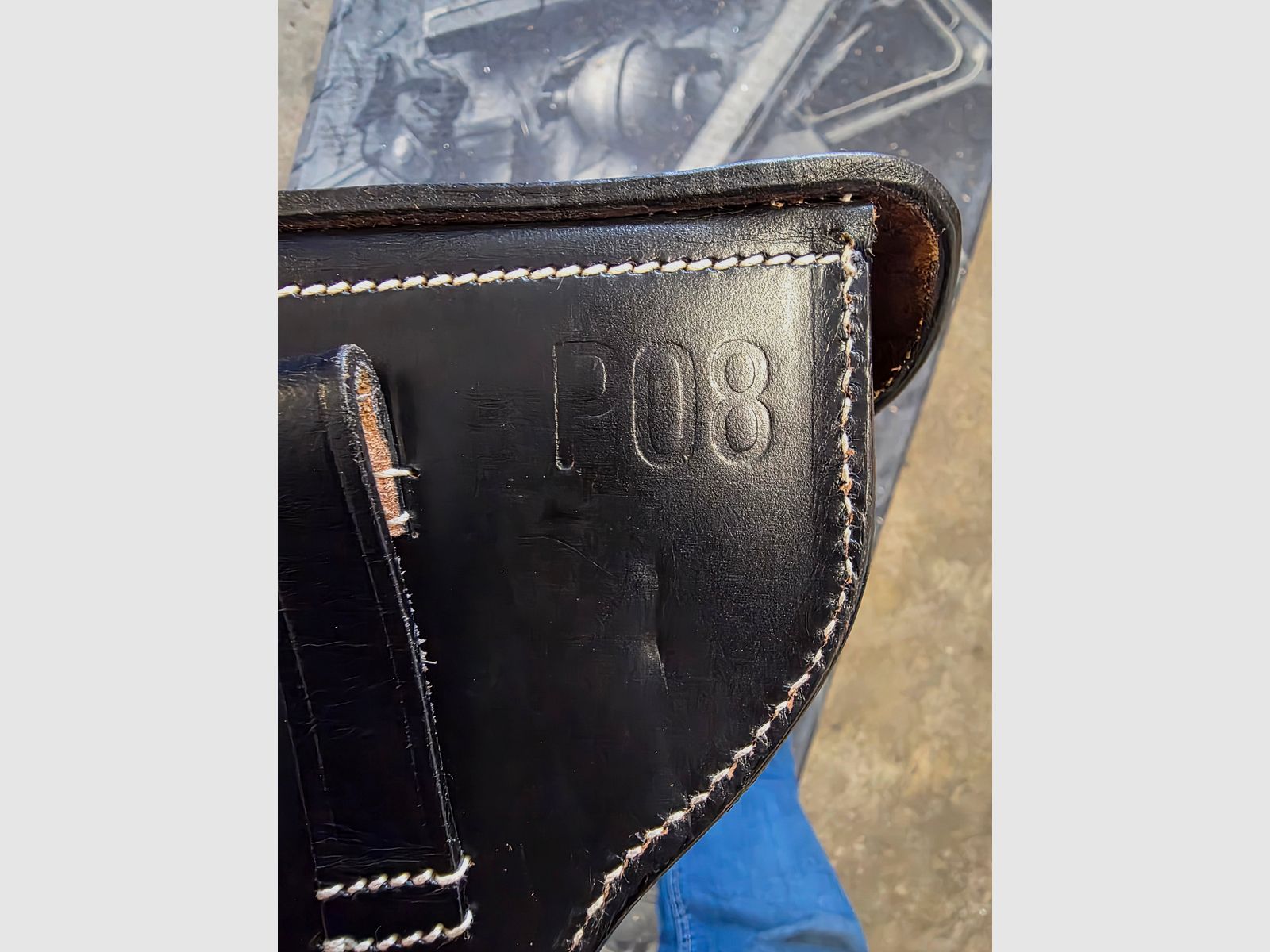 WH Holster WK2 Koffer MAUSER P08 Luger , Leder Schwarz , neufertigung / Reproduktion P.08