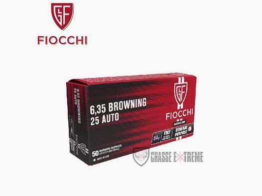 50 Munitions FIOCCHI Cal 6,35/25 Acp 50Gr FMJ