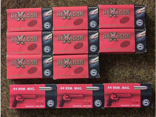 Geco Hexagon, 8 x 50 schoten, Geco 3 x 50 schoten, .44 Mag