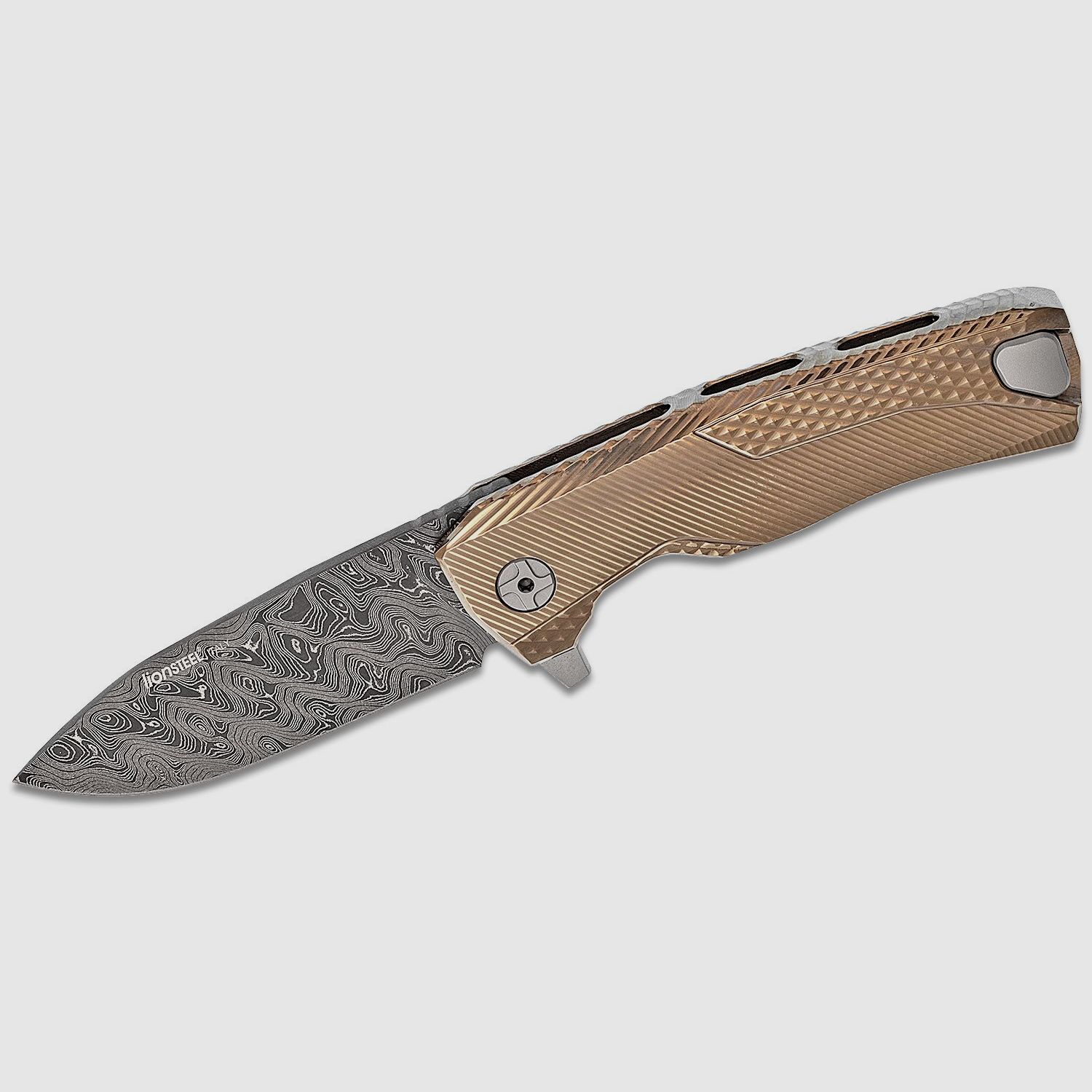 ROK DD GL, Nichols Scrambled Damascus-Klinge, Griff aus goldfarbenem Titan | 97320