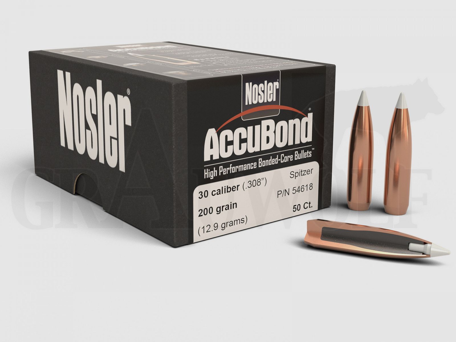 .308 / 7,62 mm 200 gr / 13,0 g Nosler AccuBond Balas 50 piezas