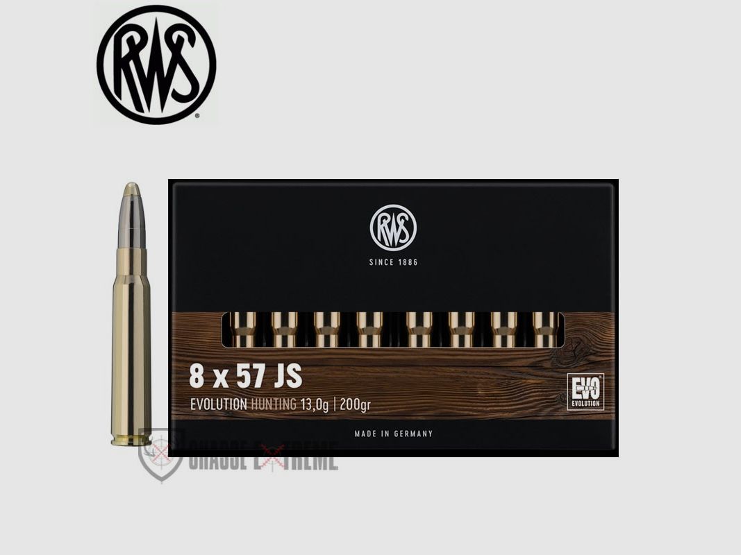 20 Munitions RWS cal 8X57 JS 200gr Evolution