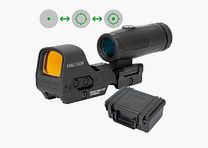 Holosun Set, Holosun Reflexvisier, Modell HE510C-GR mit grünem Wechselabsehen: 2MOA Dot, 65MOA Circledot & 65MOA Circle und Magnifier HM3X