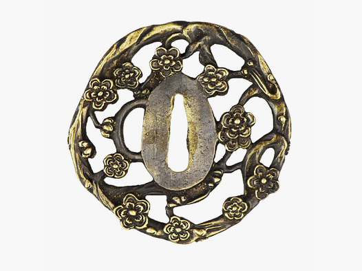 Tsuba mit Blüten Motiv für Katana