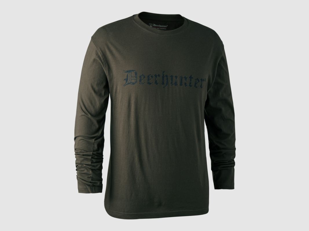 DEERHUNTER LANGARM T-SHIRT LOGO BARK GREEN, Bild 1 von 2