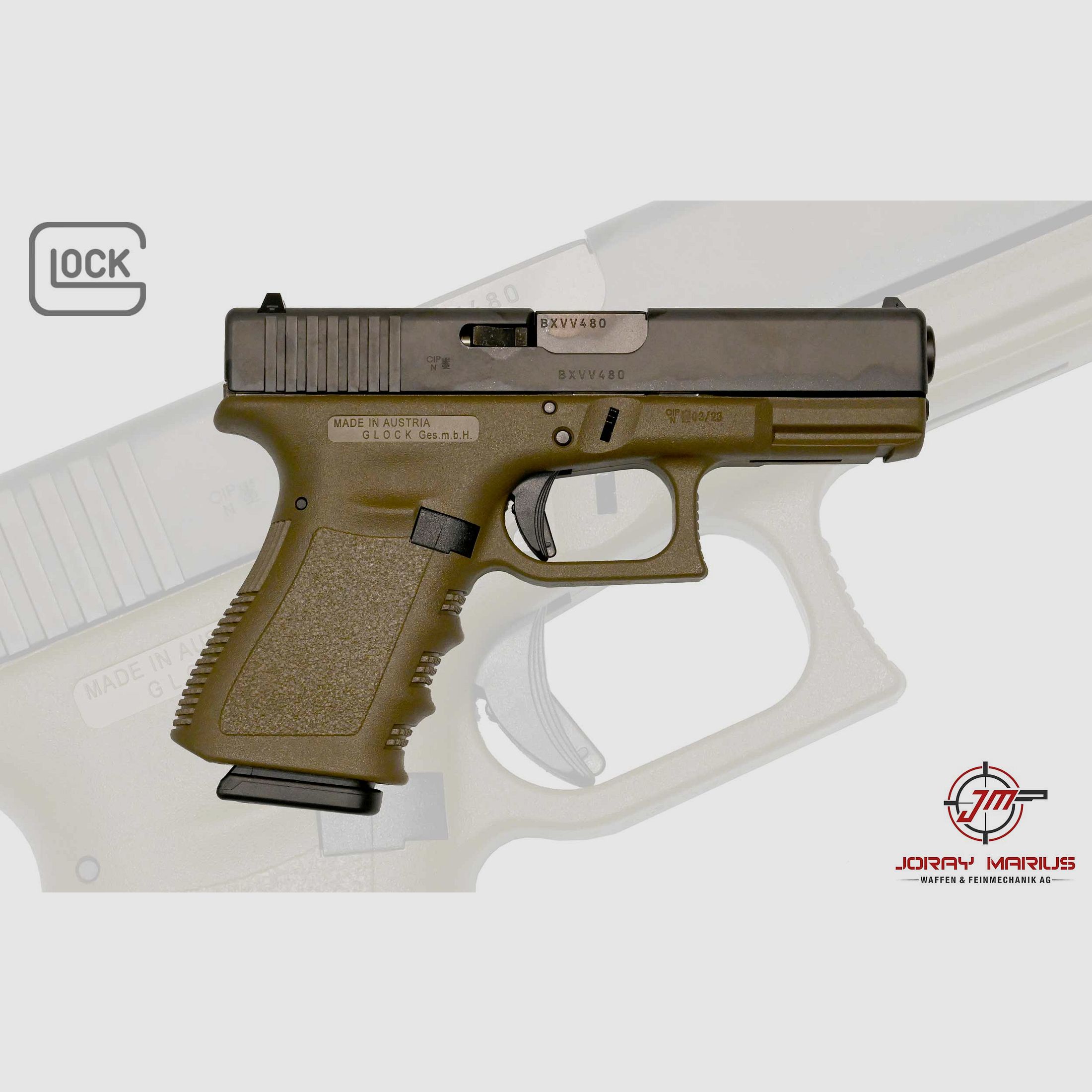 Glock 19 Gen3 9mm Para Olive, image 1 sur 2