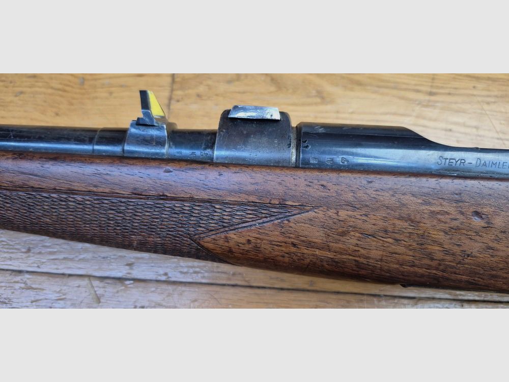 Bella carabina Steyr Mannlicher Schönauer — Modello « GK » — Cal. 7×64 — Arma collaudata nel 1964 — Grilletto tedesco — Bellissimo legno — Eccellente meccanica — Bel canna — Base di montaggio in acciaio — Ottime condizioni generali — BE+/TBE, immagine 39 di 43