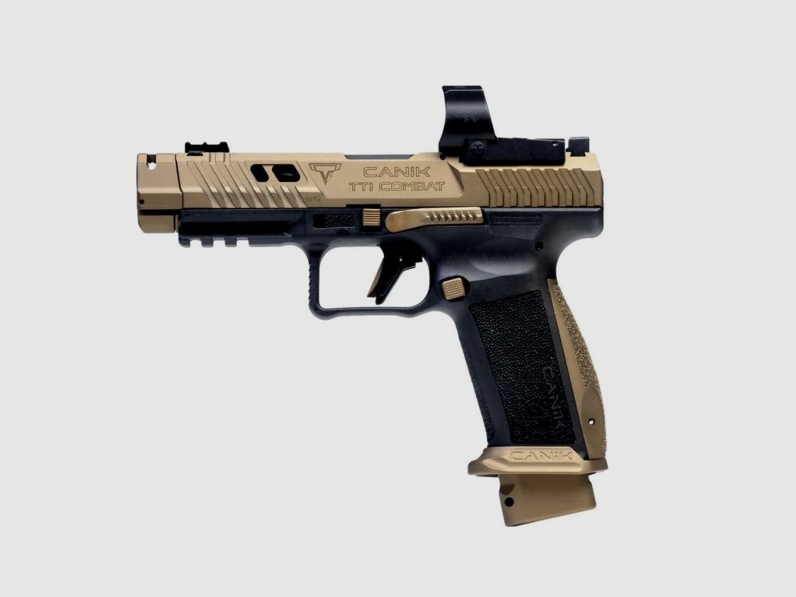Pistole Canik TTI Combat Gold Optic M03, 9×19, 19 Schuss, Reflexvisier, Holster, Bild 1 von 2