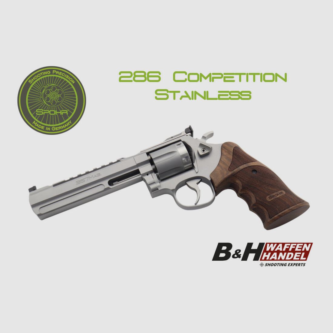 Rewolwer SPOHR 286 Competition ze stali nierdzewnej 6 cali wyprodukowany w Niemczech 6"