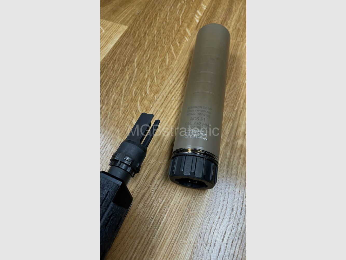 Acheron ACS E1 7.62 suppressor for Acheron HexaLug muzzle device quick release system HexaLug - available in black and FDE!