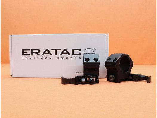 Recknagel Era-Tac QD Montageringe 30mm (T4003-0010) mit Hebel, Alu schwarz, BH=10mm für Picatinnyprofil