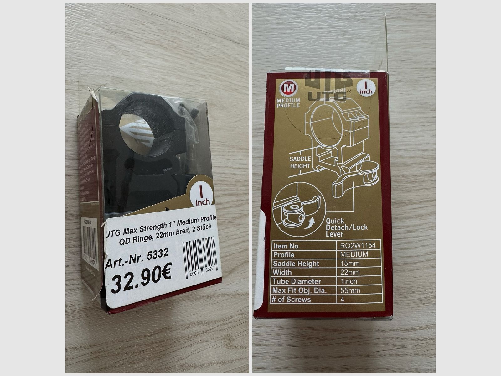 Neue UTG Max Strength QD Ringe  (OVP)