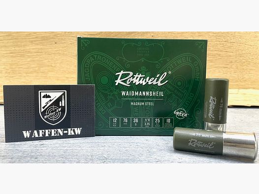 Rottweil 2431734 Schrotpatronen Waidmannsheil Magnum Steel 12/76 36g 3,25mm 10St