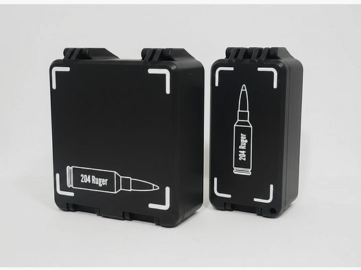 Filamelt ammunition box / 204 Ruger / 'folding / locking lid' / cartridge box, ammo box