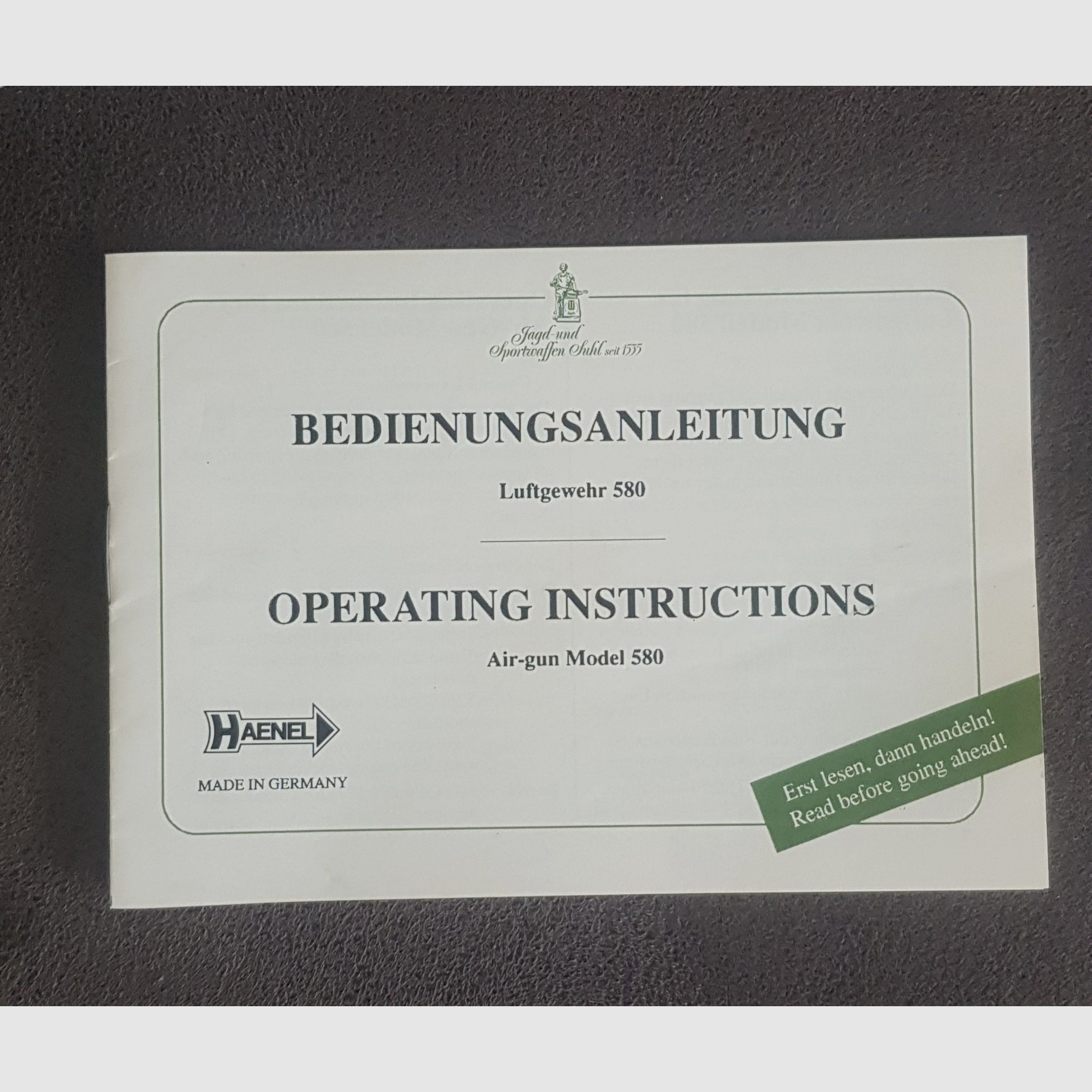 Mit Werbeblatt & Bedienungsanleitung !!! Seltenes aus Suhl Unterhebel Western Luftgewehr Haenel Mod. 580 im sehr guten Zustand
