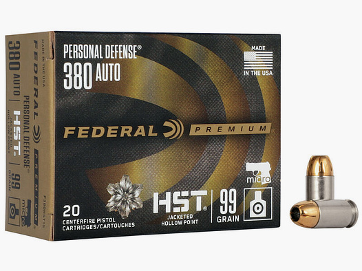 Federal Premium Personal Defense HST Micro .380 Auto 99GR JHP 20 Patronen