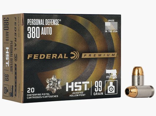 Federal Premium Personal Defense HST Micro .380 Auto 99GR JHP 20 patronen