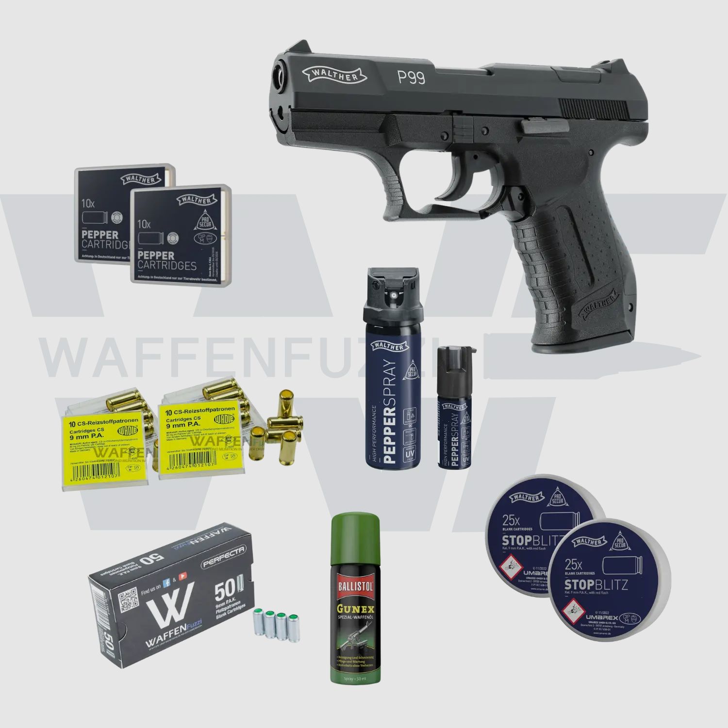 Walther P99 Defense "M" Set di Armi a Salve Calibro 9mm PAK