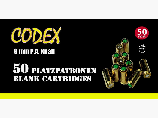 Codex 9 mm P.A.K. Platzpatronen - 50 Stk.