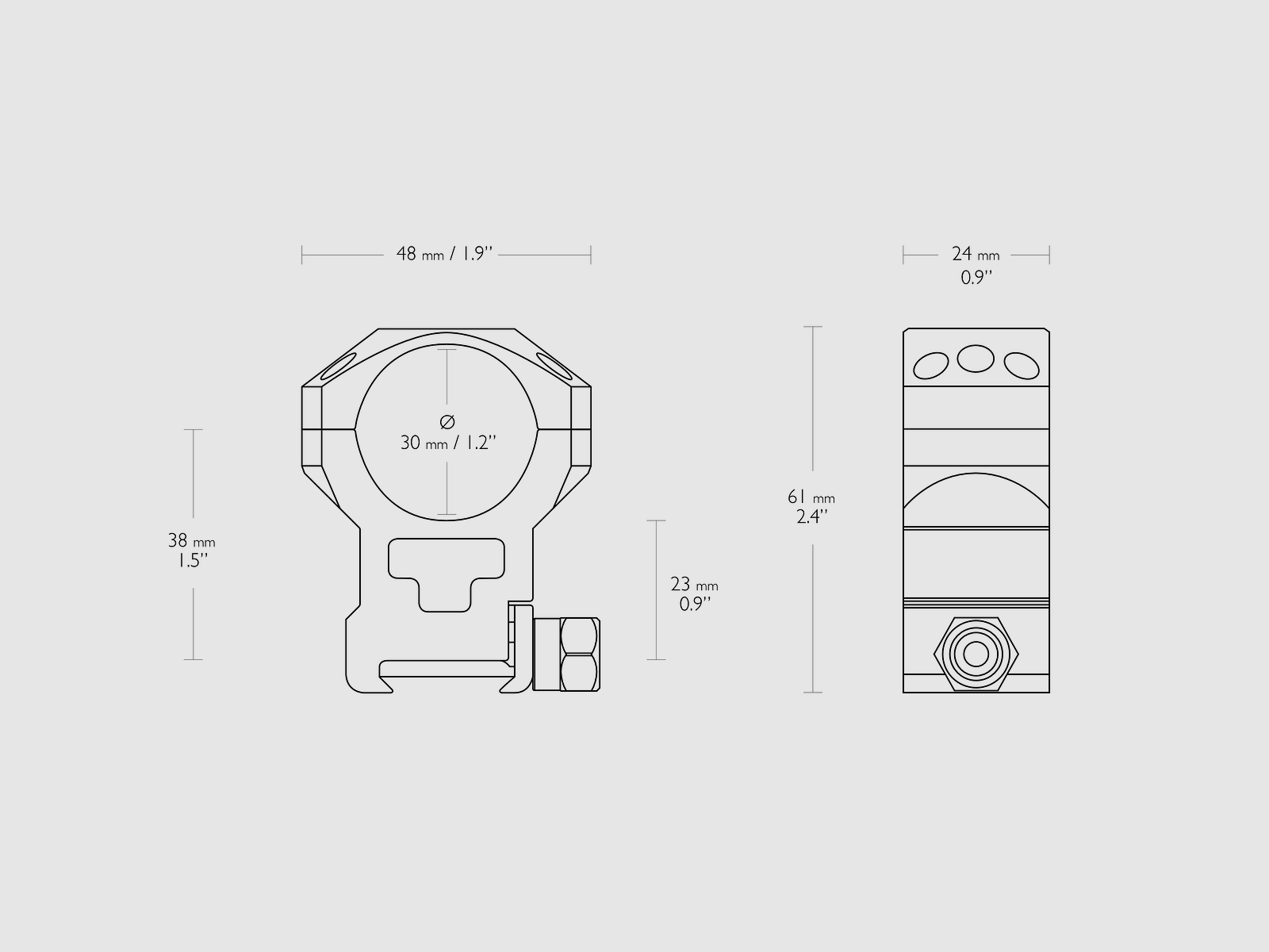 Hawke – Tactical Ring Mount Weaver 30mm / Extra High, afbeelding 2 van 2
