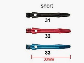 Harrows Darts Technology Alu Shafts triés short=33mm Dart & accessoires
