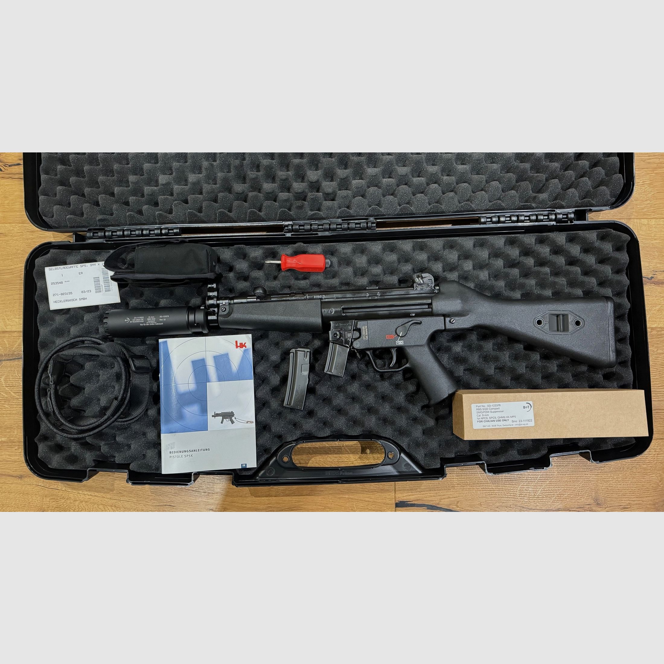 Heckler und Koch SP5 Büchse mit B&T RBS Schalldämpfer SQD™ Compact