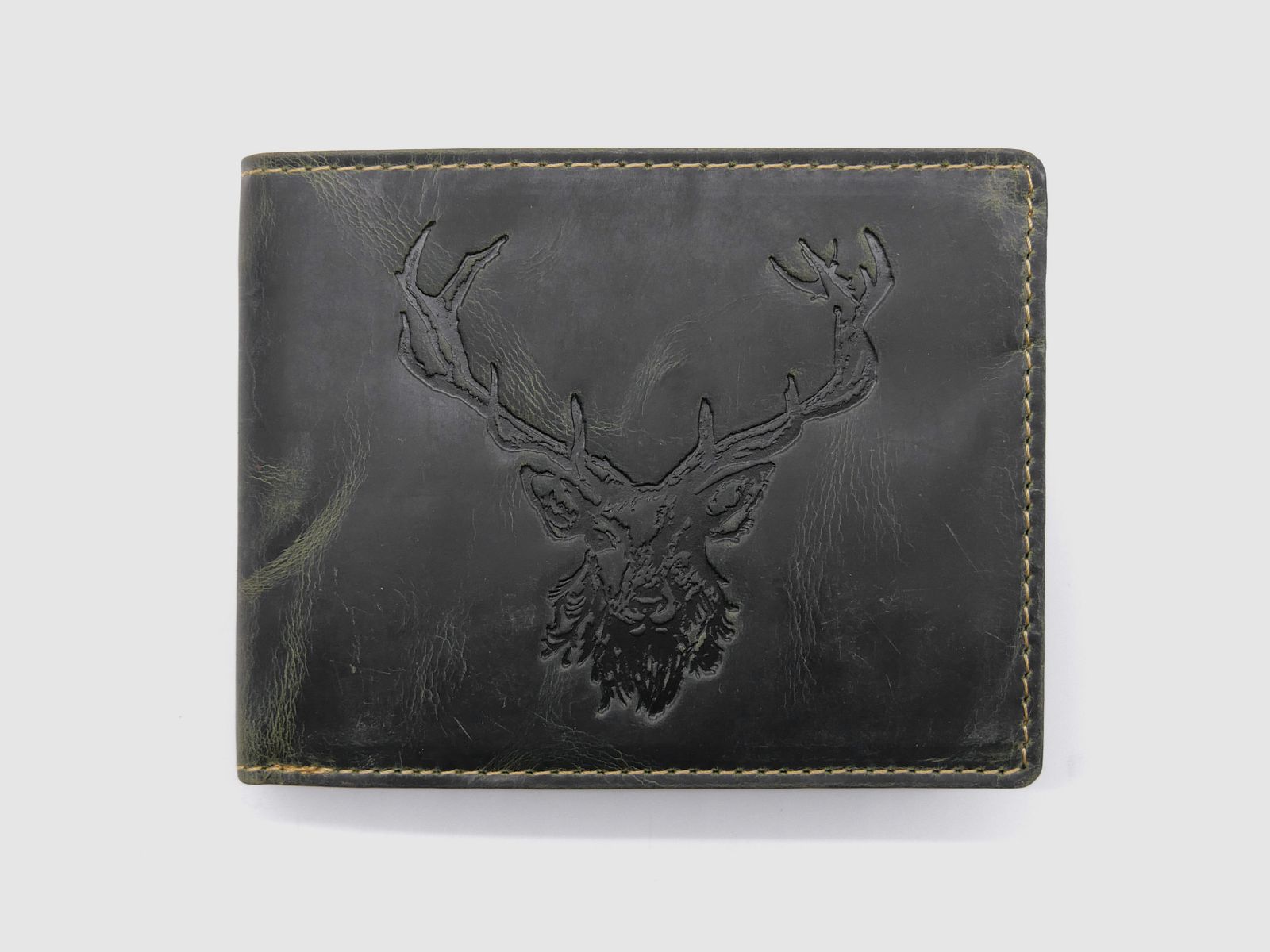 Greenburry Leder Geldbörse olive Vintage Animal Collection Royal Stag Hirsch 1705-rs-30
