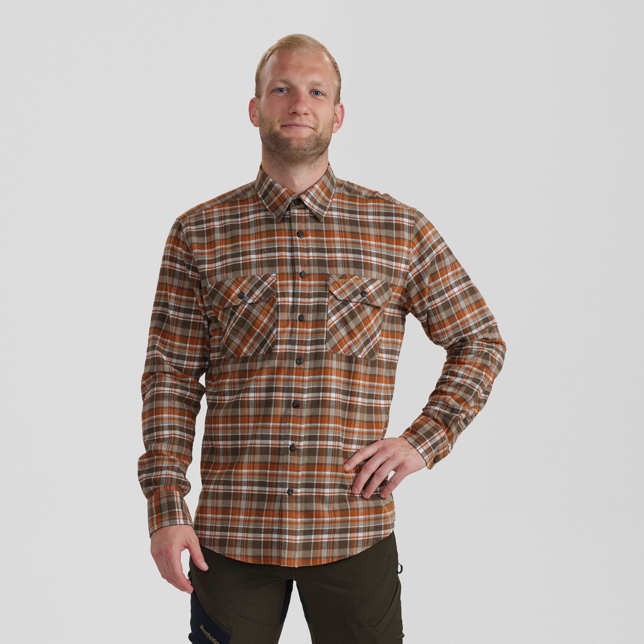 Andrew Hemd - Orange Check – Kleidergröße Herren: 41/42