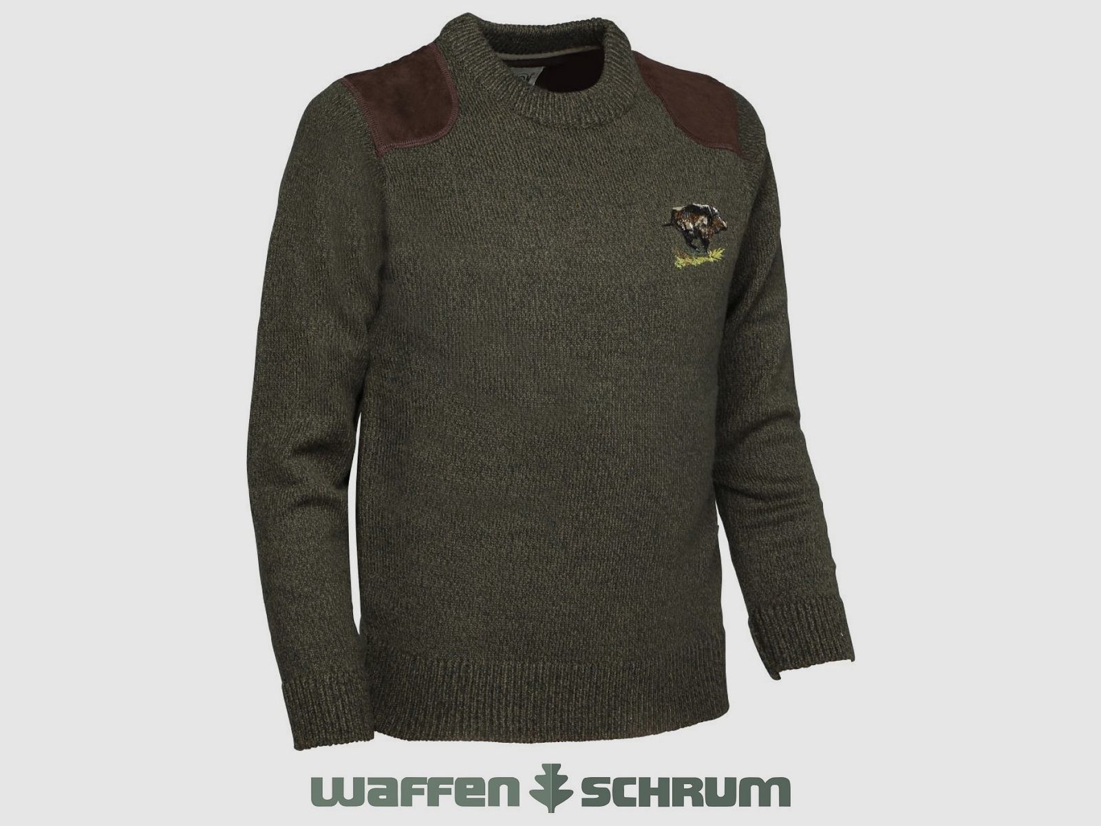 Percussion Pullover with Embroidery Khaki-Wild Boar