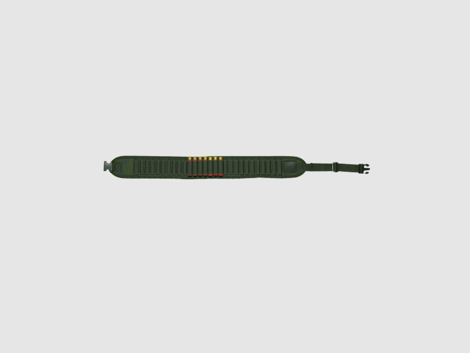 A cartridge belt made of nylon fabric green for caliber 12 + 16