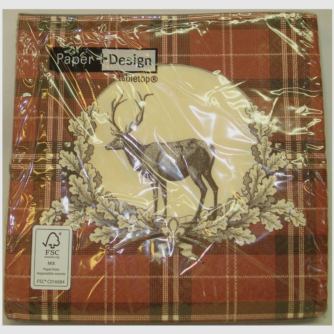 Servietten Hirsch Karo rot - 20stk