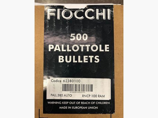 FIOCCHI BALAS CUBIERTAS DE COBRE 380 GR100 RNCP
