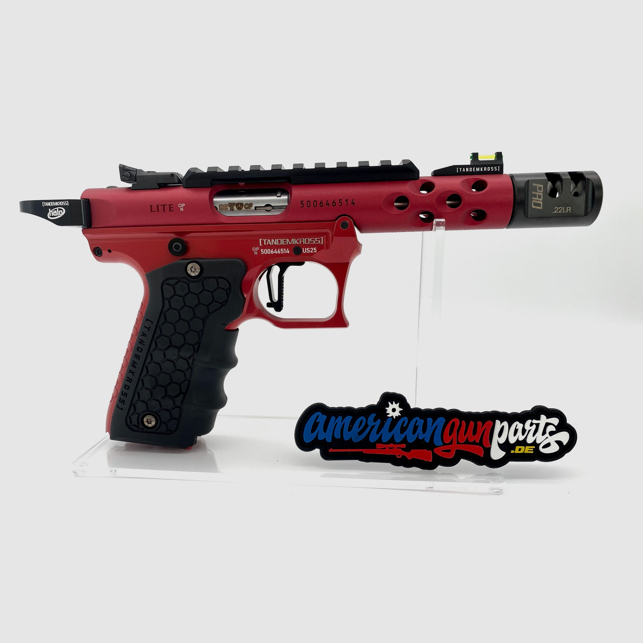 Tandemkross TANDEMIZED Ruger Mark IV 22/45 Race Gun - rode 43910 bovenkant, rode onderkant, zwarte bedieningselementen